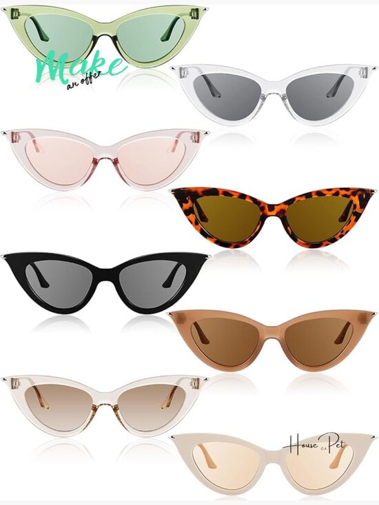 8 Pairs Retro Cat Eye Sunglasses for Women - Vintage Cat Eye Sunglass with UV main image 5